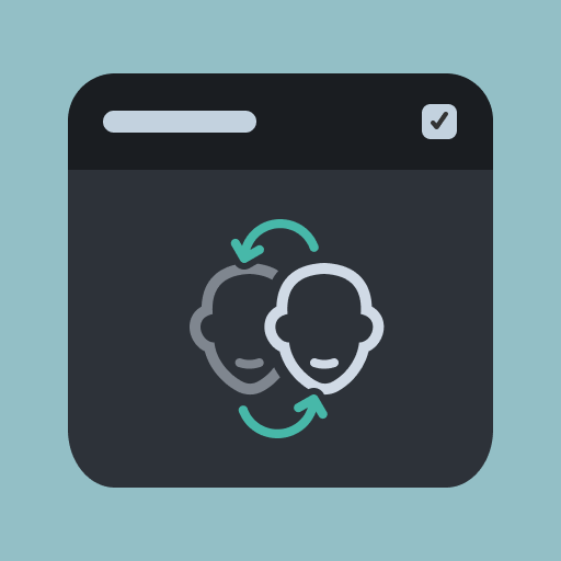 Face Swap Component Icon: two faces with arrows from one to another