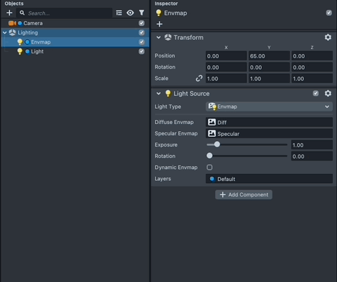 Gif of Dynamic Environment Map in Objects Panel