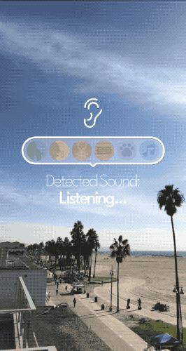Animation showcasing the Audio Classification detecting multiple different classes