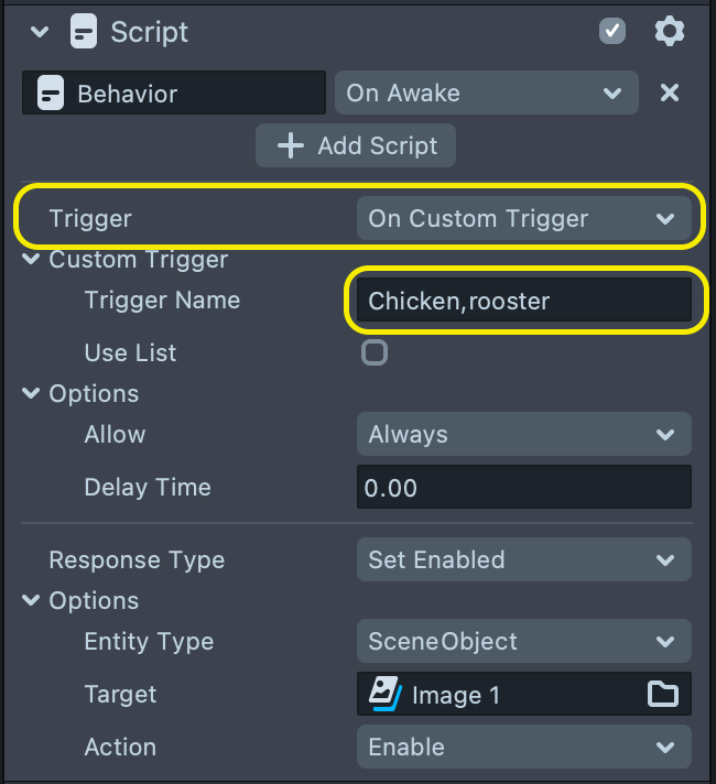 Image that shows that the classification has been set up to listen for rooster and chicken classes