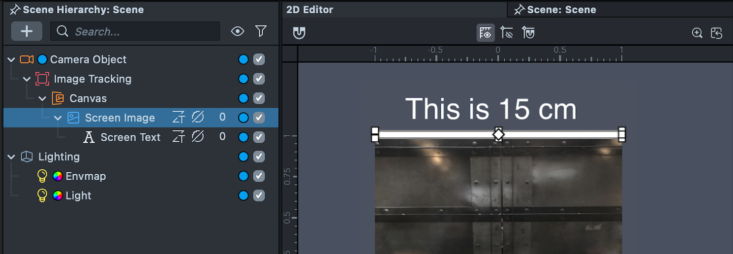 Canvas placed under an Image Marker with object hierarchy visible in Lens Studio.