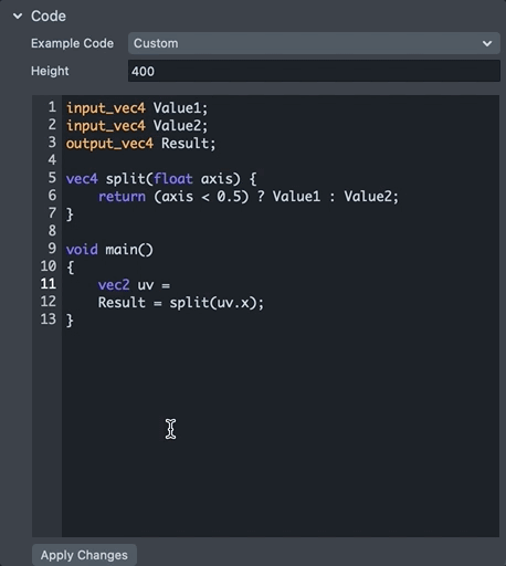 Animation showcasing autocomplete in the code node