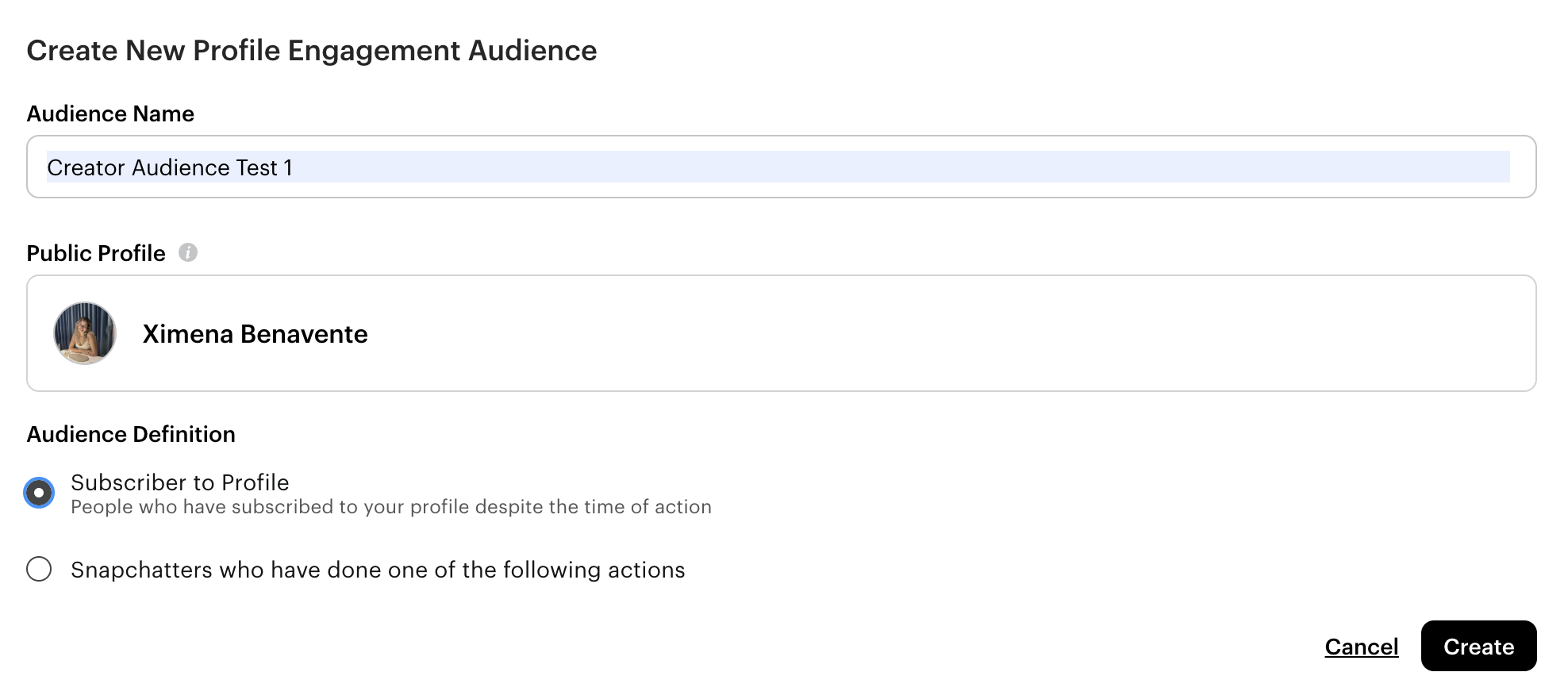 Create Profile Engagement Audience