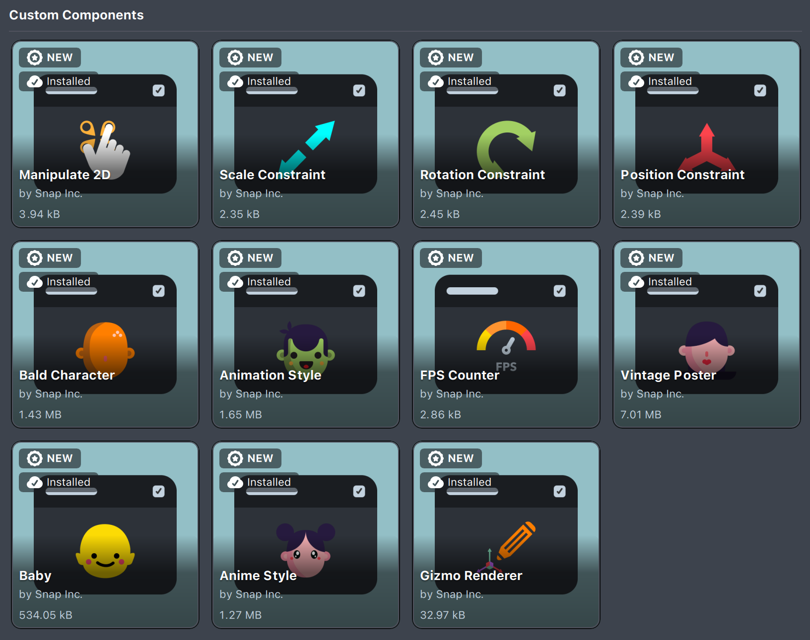 Image of the Asset Library Custom Component Section