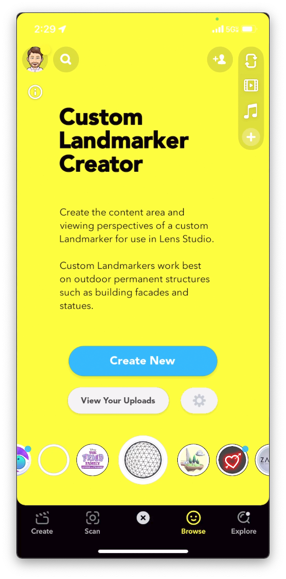 Image showing the start page of the Custom Landmarker Lens