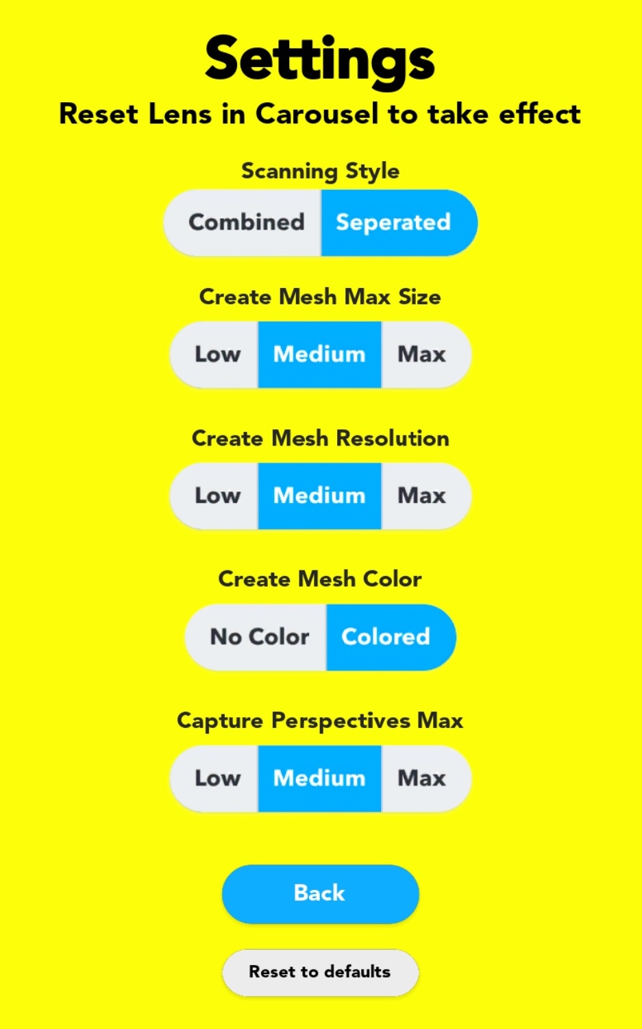 Image showing the settings page of the Custom Landmarker Lens