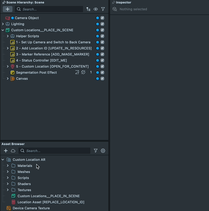 Image showcasing the steps taken to add the Location ID to the scene object