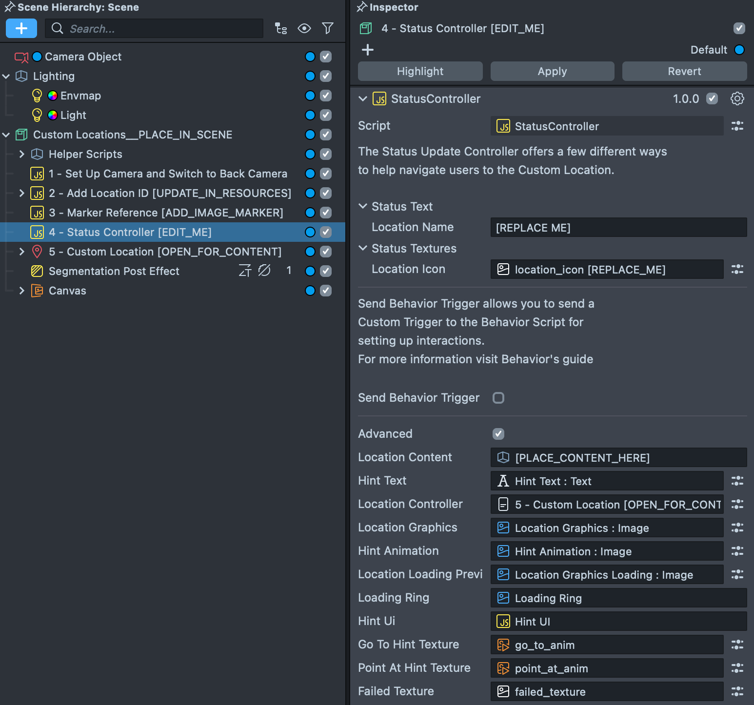 Image showcasing the 3 - StatusController properties