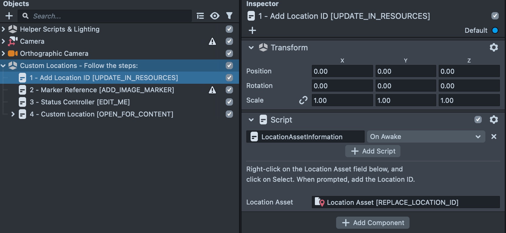 Image showcasing the Add Location ID scene object