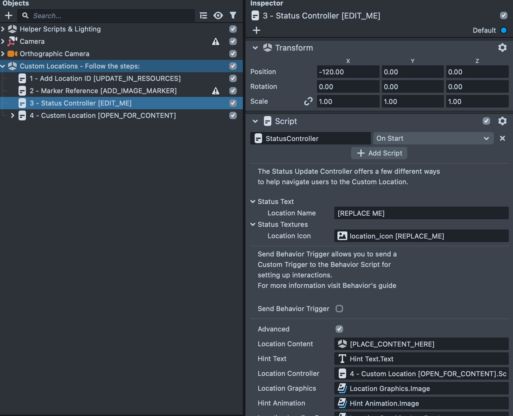 Image showcasing the 3 - StatusController properties