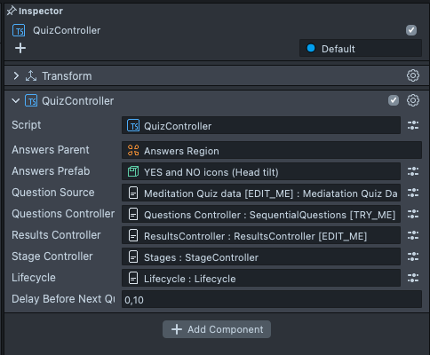 Meditation: quiz controller