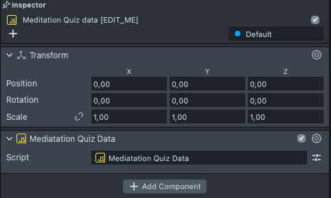 Meditation: quiz data component