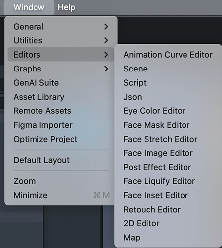 available feature-specific editors