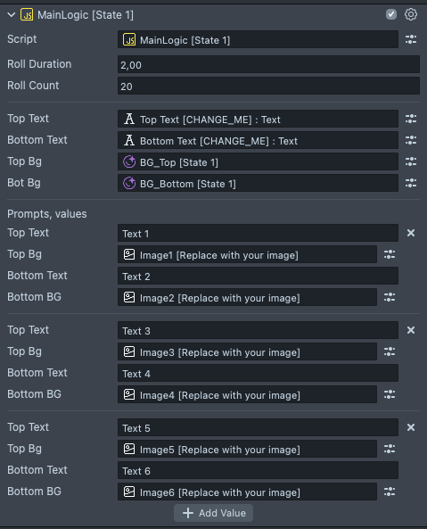 Variant  1  MainLogic  parameters