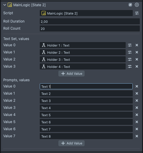 Variant  2  MainLogic  parameters