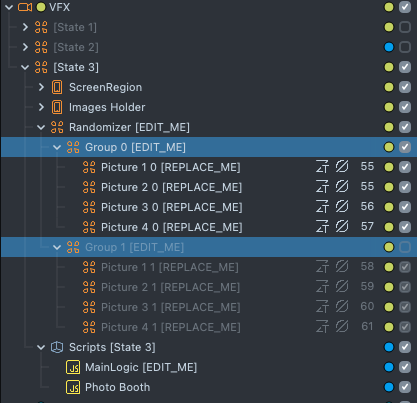 Variant  3  group  objects