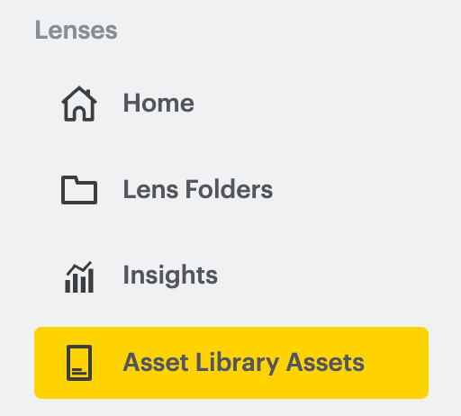 My Lenses Asset Library Assets in the sidebar