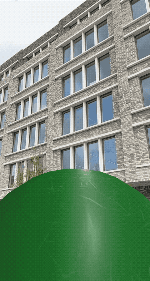 gif of example 3: colliding with city mesh.