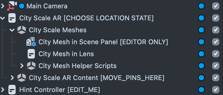 screenshot of the template's Objects Panel in Lens Studio